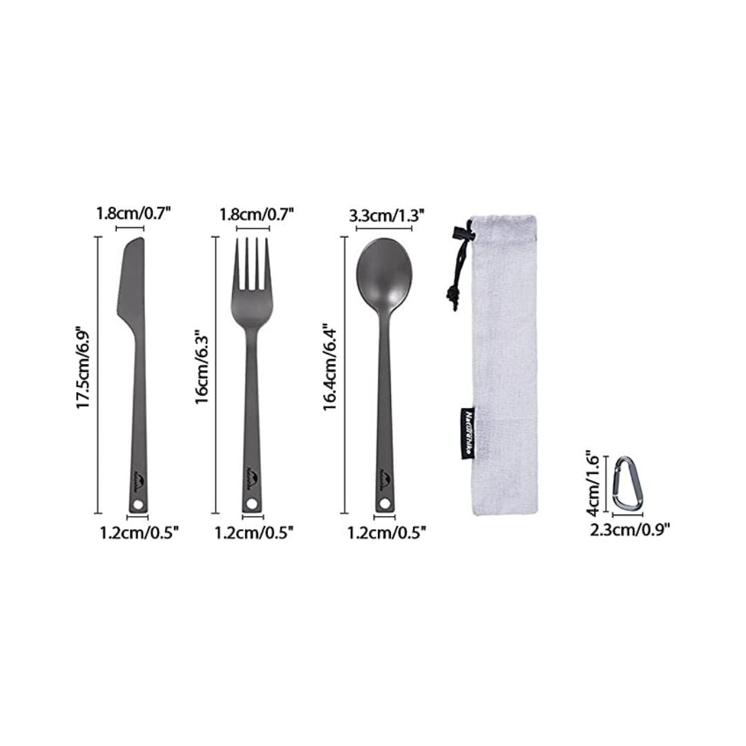 Naturehike Titanium Fork Knife and Spoon (3-in-1) Cutlery Set