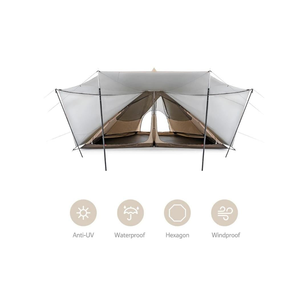 NatureHike NH20ZP014 Octagon Ranch Pyramid Tent (5-8person) and NH21PJ050 Octagon Ranch Pyramid Tent Mat