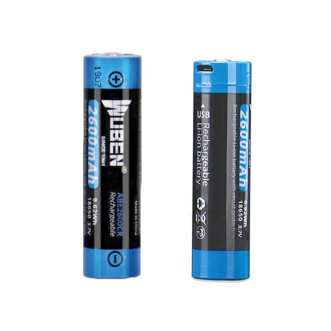 WUBEN HIGH CAPACITY 18650 3.7V USB RECHARGEABLE 2600mAh LI-ION BATTERY 5.0