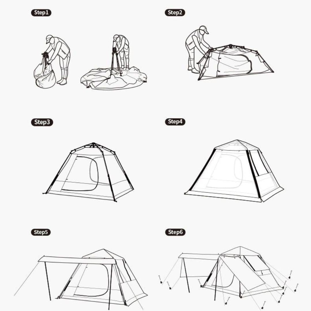 Naturehike UPF50+ ANGO POP UP TENT FOR 4 MAN (WITH HALL POLE