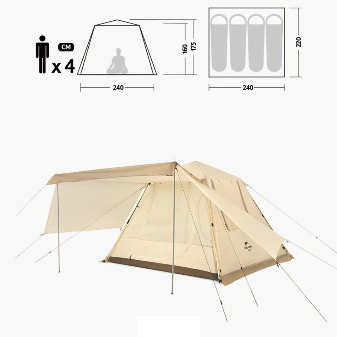 Naturehike UPF50+ ANGO POP UP TENT FOR 4 MAN (WITH HALL POLE)